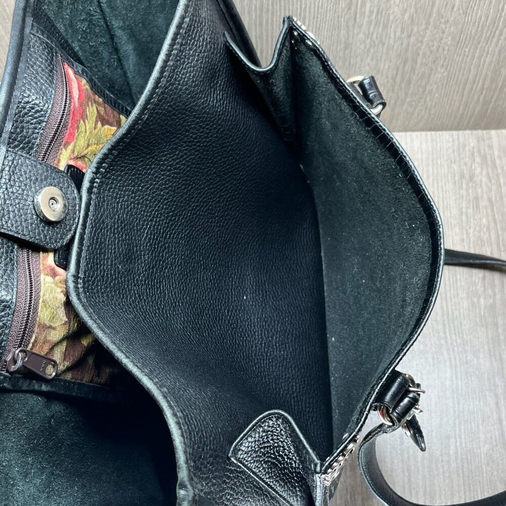 Brighton Womens Handbag Embossed Crocodile Leather Satchel Shoulder Bag Black - Picture 7 of 12